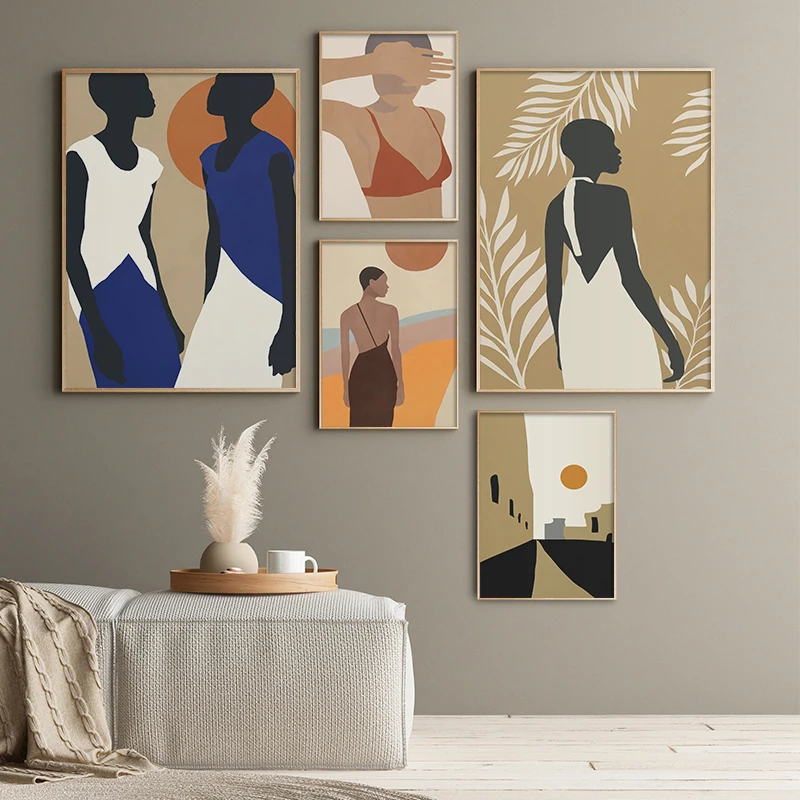 Vintage Abstract Figure Painting Mid Century Canvas Art Sex Girl Posters Wall Art Print Wall Pictures For Ding Room Home Decor