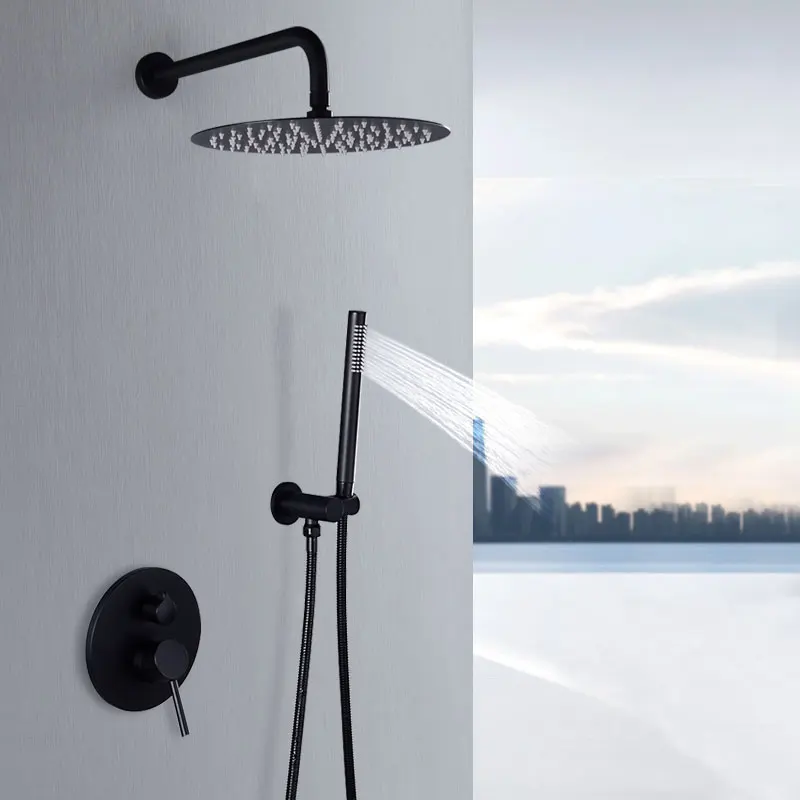 Bathroom Shower Hot And Cold Shower Mixer In Wall Mounted Rain Concealed Shower Set