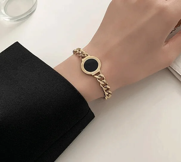 316L paslanmaz çelik 2022 yeni moda lüks takı roma rakamları doğal kabuk çekicilik kalın zincir bilezikler kadınlar için