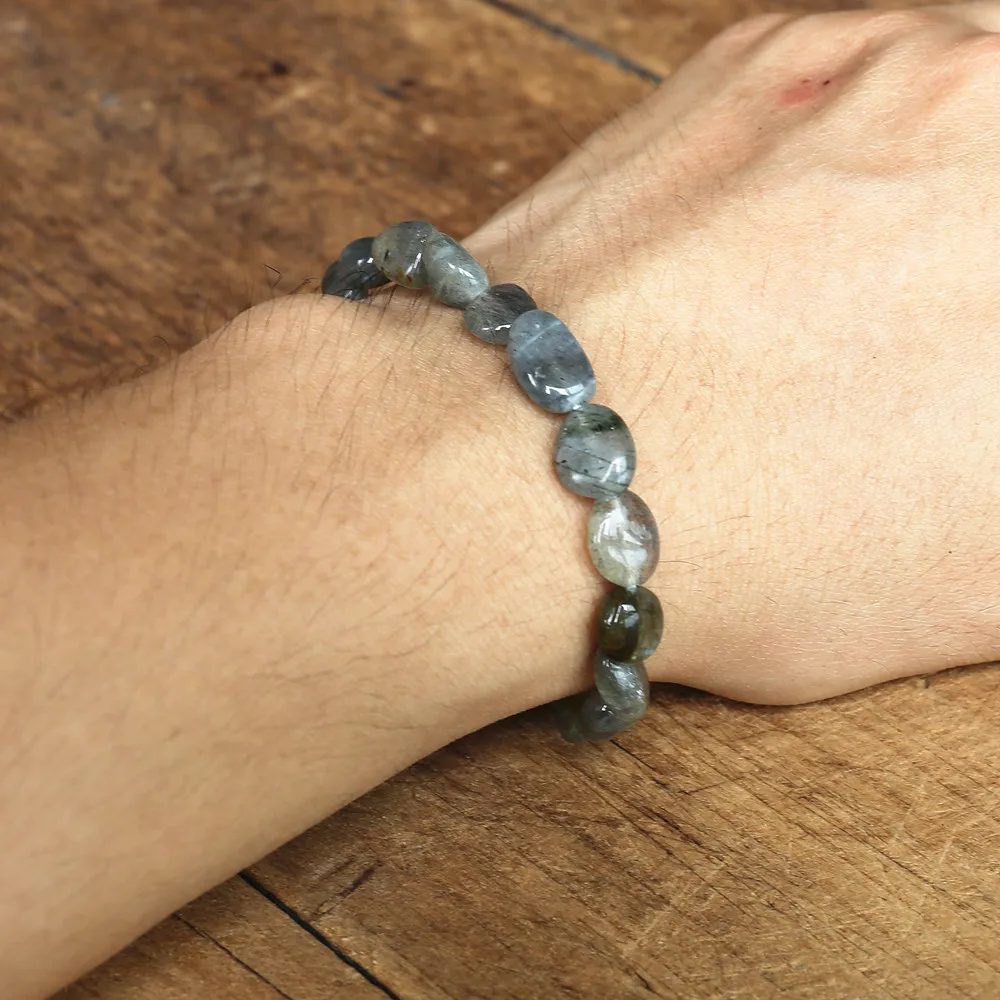 8-10mm Irregular Labradorite Stone Beaded String Bracelet Women Couple Friendship Bracelet Handmade DIYJewelry