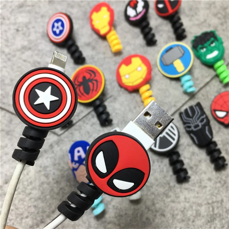 1pcs MINISO MARVEL USB Cable Protector Management Data Line Organizer Clip Protetor De Cabo Cable Protector For iPhone Android