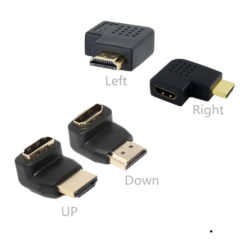 Męski na HDMI dla kobiety-kompatybilny 90 stopni kątowy konwerter Adapter HDTV PC TV HDTV