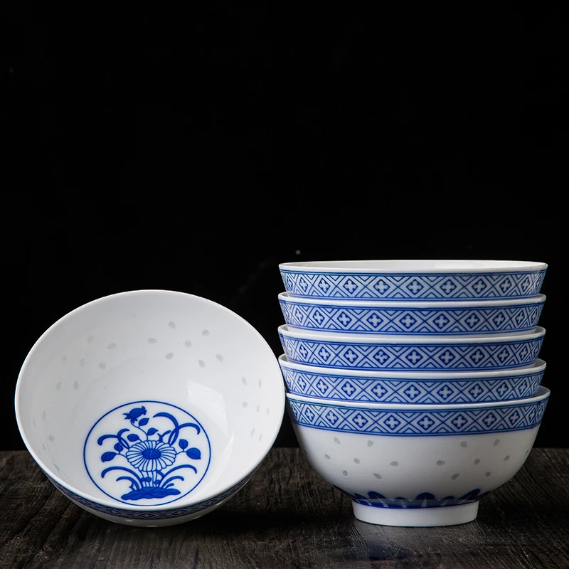 4.5/5/6inch Chinese Blue and White Porcelain Rice Bowl Jingdezhen Ceramic Bowls Dragon Tableware Ramen Soup Bowl Food Holder Art