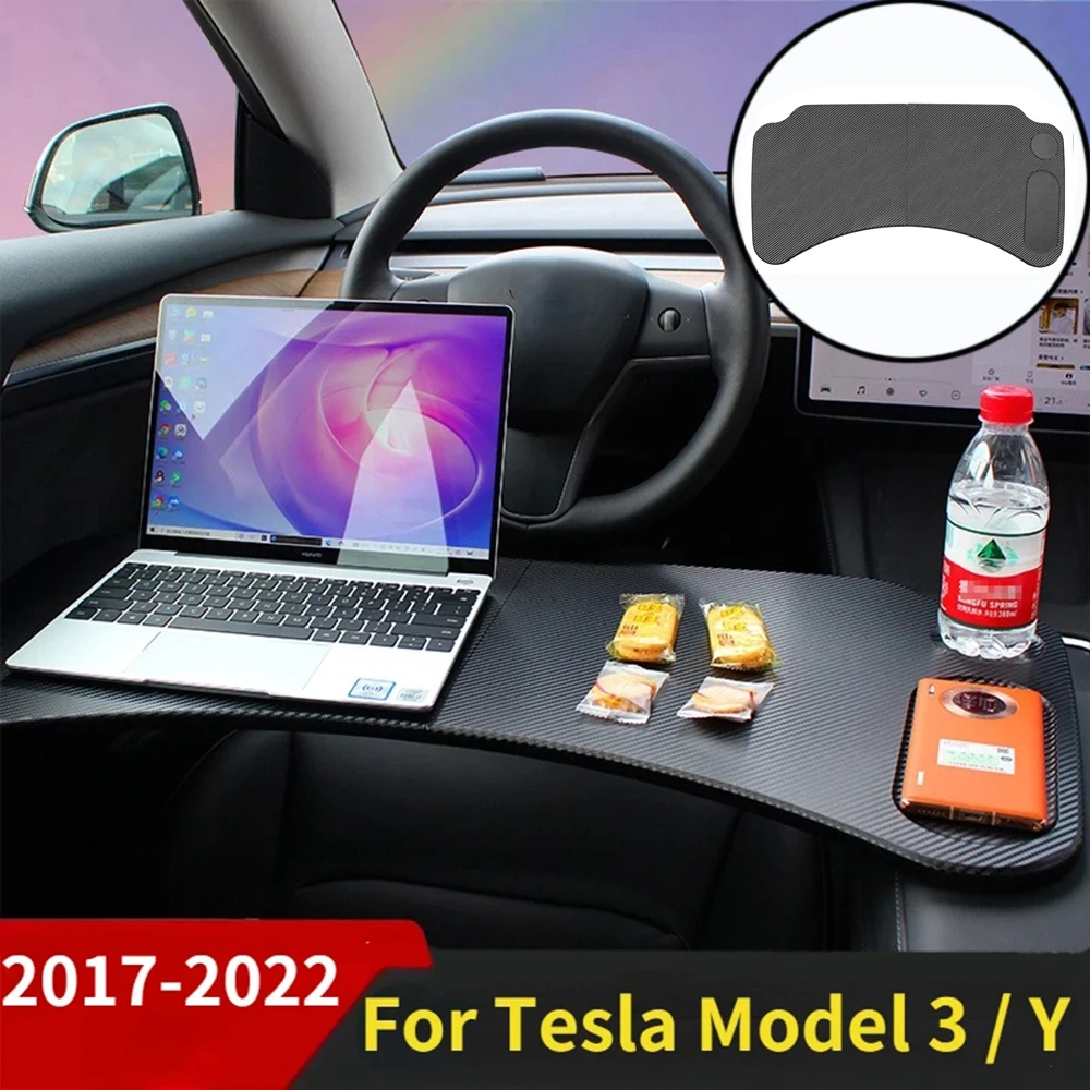 For Tesla Model 3 Model Y Car Steering Wheel Table Board Laptop Notebook Desk Mount Stand Universal Eating Drinking Tray Holder