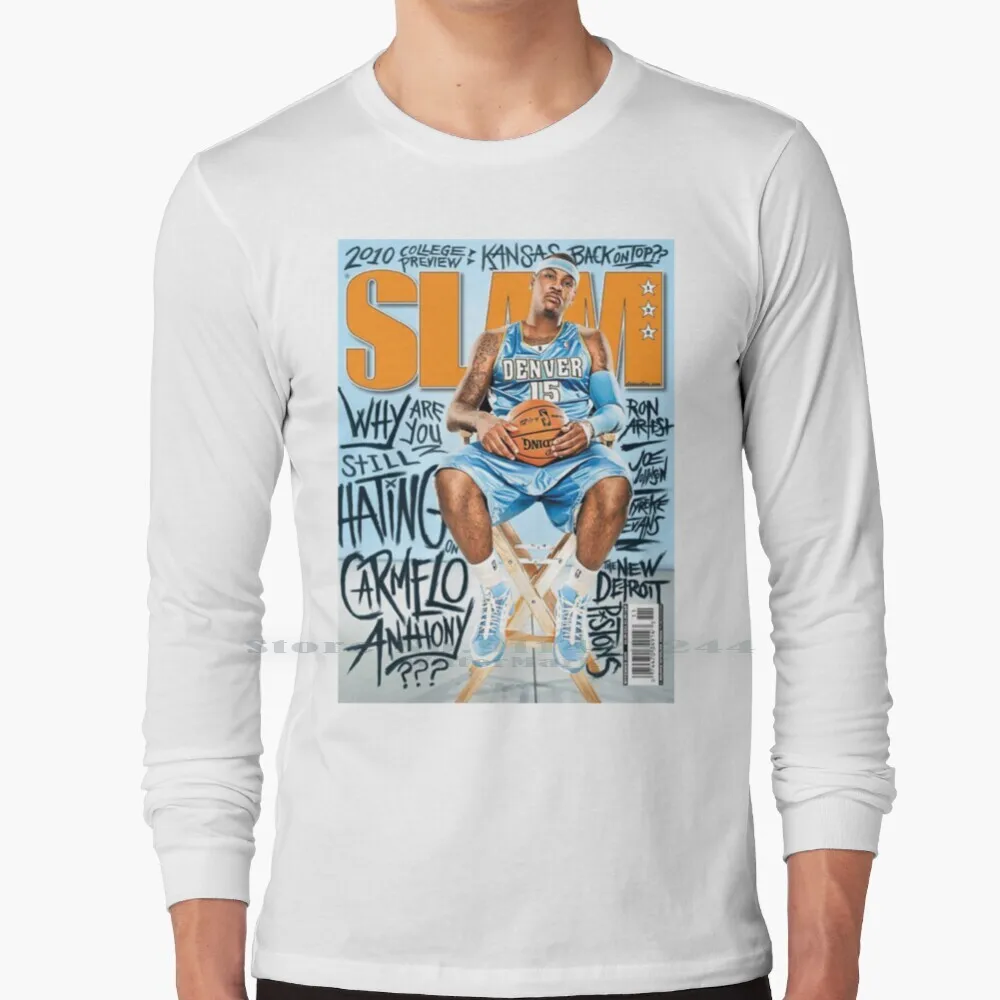 Carmelo Anthony Slam Magazine Cover 100% Cotton Long Sleeve T Shirt Carmelo Anthony Slam Magazine Cover Tee Short Sleeve Long