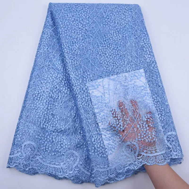 

French Wedding Sequins Lace Fabric High Quality Nigerian Mesh Tulle Fabric Soft African Lace Fabric For Women Party Dress S1749