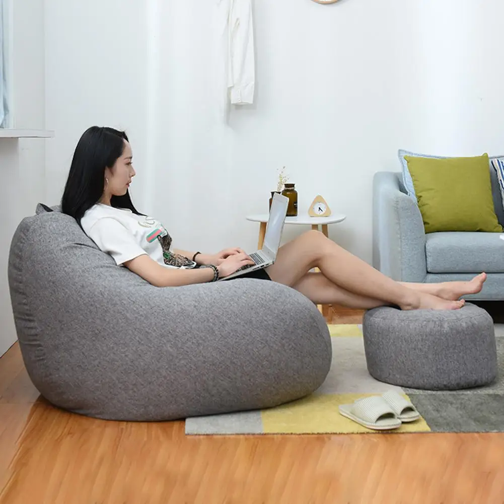 Lazy Sofa Cover Bean Bag Lounger Chair Sofa Seat Living Room Furniture Without Filler Beanbag Sofa Bed Pouf Puff Couch Tatami