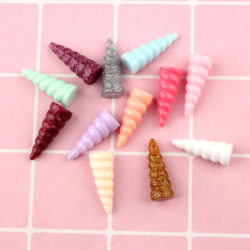 10-50PC High Quality Unicorn Horn Flat Back Planar Resin Accessorie Color DIY Craft Supplies Phone Shell Patch Ornament Kids Toy