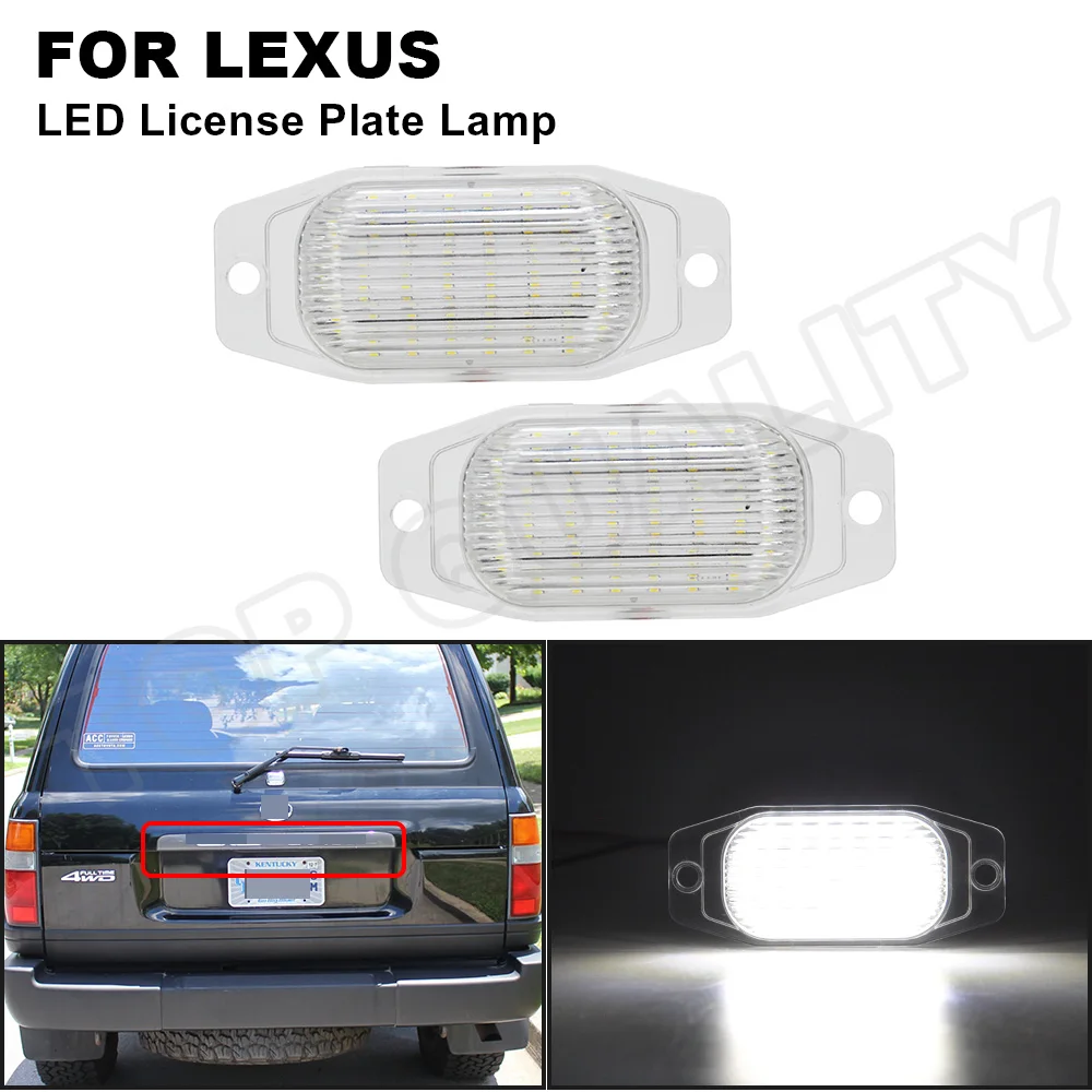 

2Pcs White LED License Number Plate Light Lamp For Lexus LX450 1996-1998 For Toyota Land Cruiser FJ80 FJ Cruiser (XJ10, GSJ15)