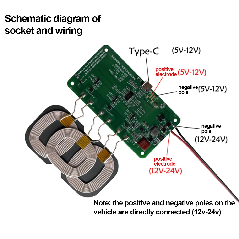 

12V 5V 2A Qi Wireless Fast Charger Charging Transmitter Module Circuit Board 5W/10W/15W/18W/20W + coil FOR CAR iPhone