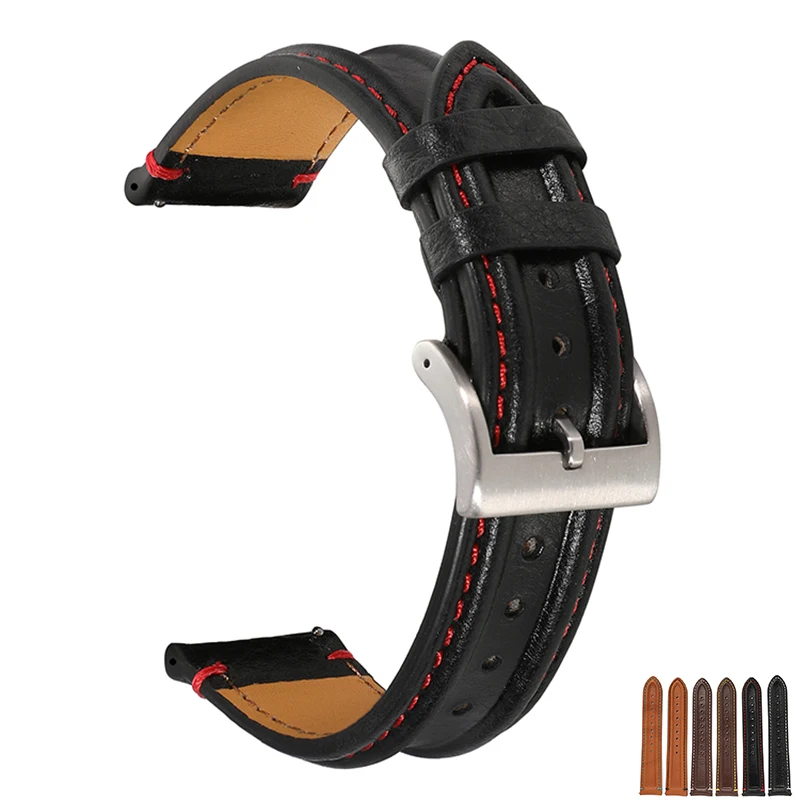 Watchband leather strap First layer cowhide 20mm 22mm watch strap bracelet for samsung watch 3 /huawei watch gt 2 UTHAI Z44