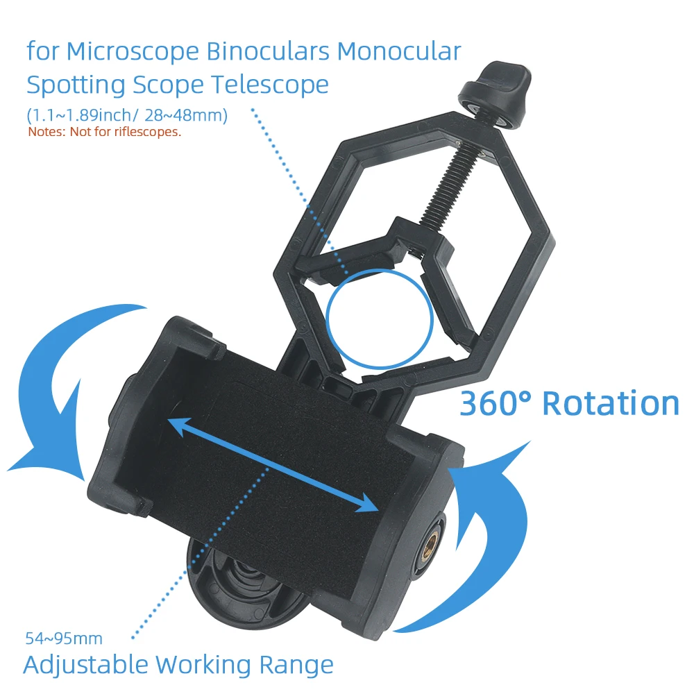 Imagem -02 - Eysdon Adaptador de Telefone Celular de Metal Universal Telescópio Monocular Binocular de Montagem com Clipe