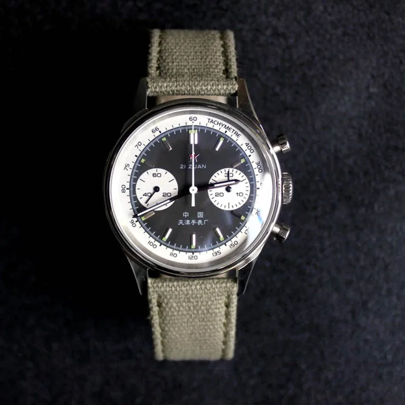 Orologio meccanico moda uomo 40mm cronografo pilota quadrante Panda Tianjin ST1901 avvolgimento manuale orologio da polso zaffiro luminoso maschile
