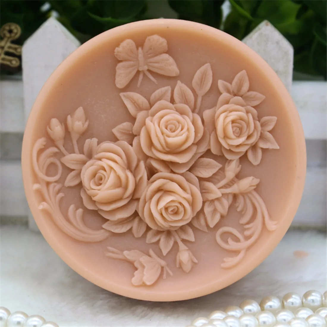 1pcs Butterfly and Rose (zx295) Silicone Handmade Soap Mold Crafts DIY Moulds