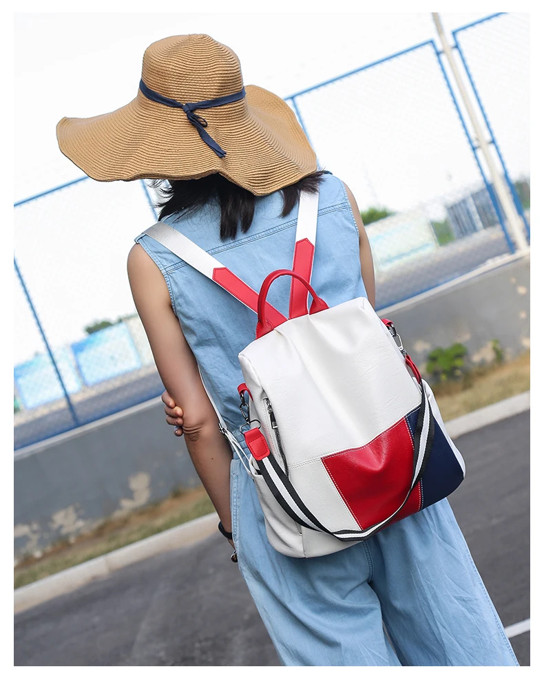 Multifunctional Backpack Women Leather Backpacks Female White School Bags For Teenage Girls Shoulder Bag Travel BackPack Mochila