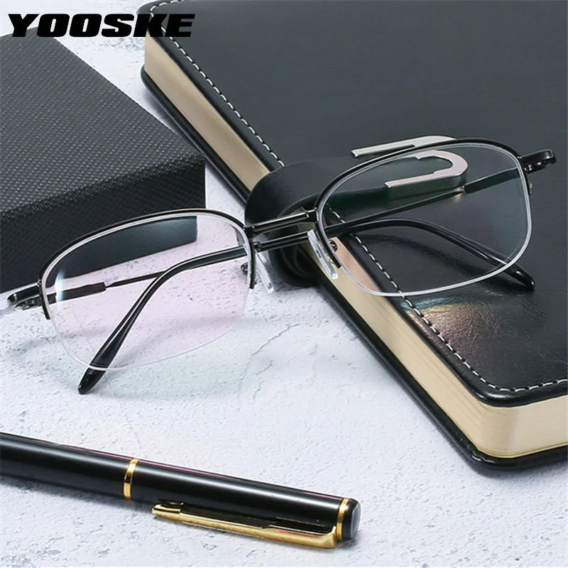 YOOSKE -1.0 1.5 2.0 3.0 To -6 Finished Myopia Glasses Men Business Half Frame Shortsight Eyewear Unisex Nearsighted Eyeglasses