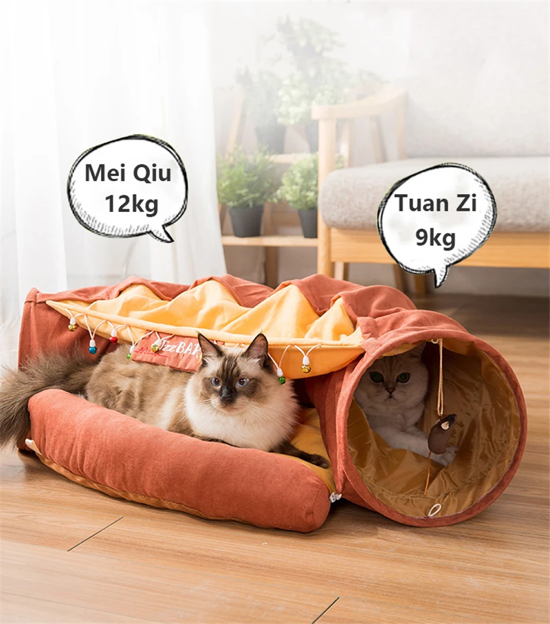 Funny Cat Tunnel Bed Collapsible Crinkle Pet Tent Kitten Puppy Ferrets Rabbit Interactive Toys 2 Holes Tunnel Pet Cat Nest