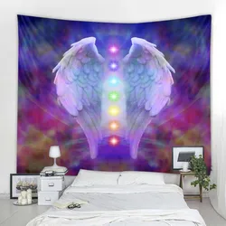 Meditation Seven Chakra Tapestry Indian Mandala Wall Hanging Fantasy Wings Starry Sky Bohemian Aesthetics Home Wall Decoration