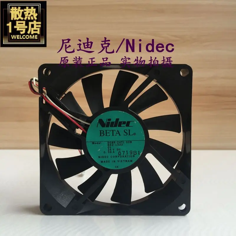 Nidec D08R-24TL 02B DC 24V 0.06A 80x80x15mm 3-Wire Server Cooling Fan