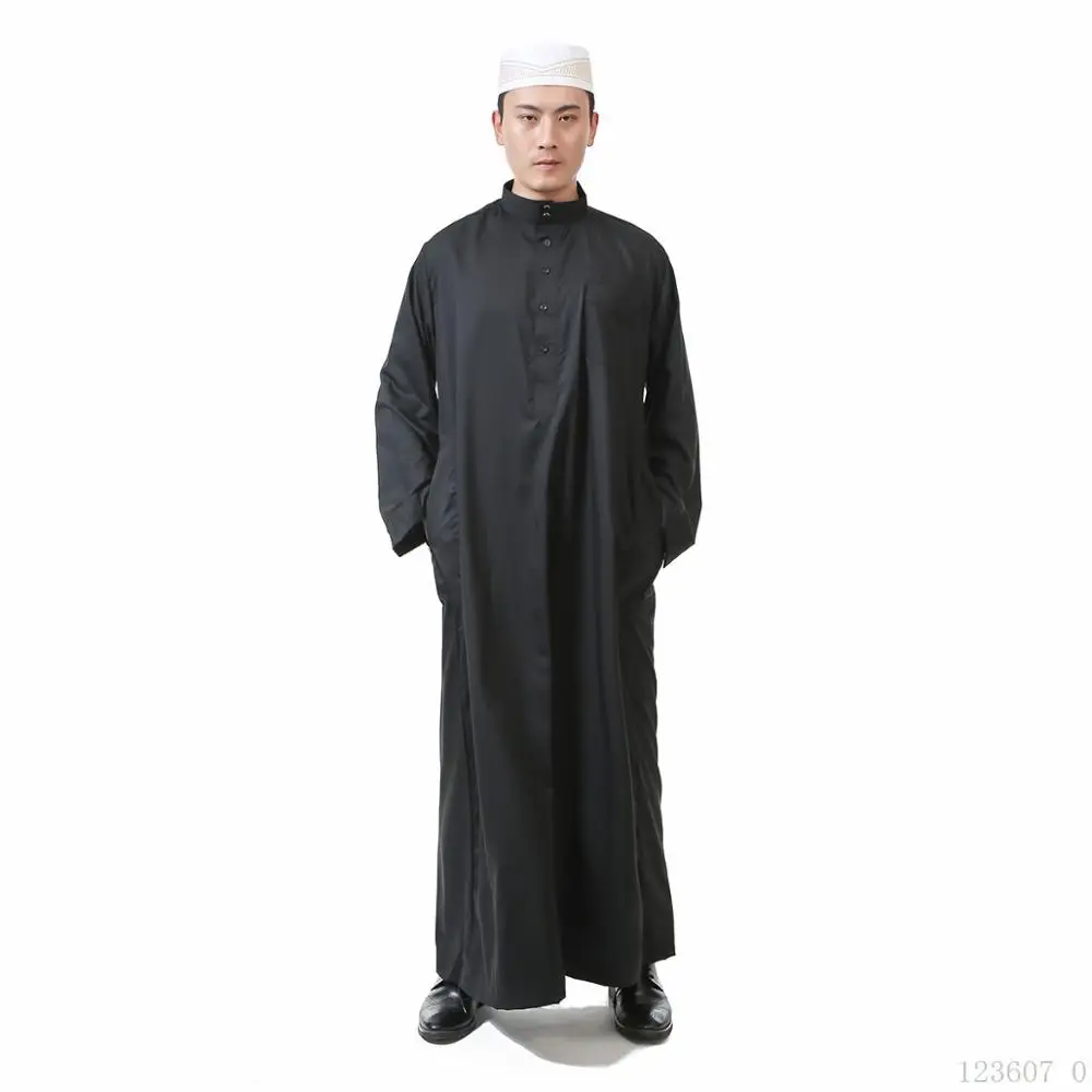 แฟชั่นมุสลิม100% โพลีเอสเตอร์ผ้าฝ้ายเสื้อผ้าอเมริกันชุดปากีสถานซาอุดีอาระเบียชุดKaftanผู้ชายAbayaดูไบ2020อาหรับ