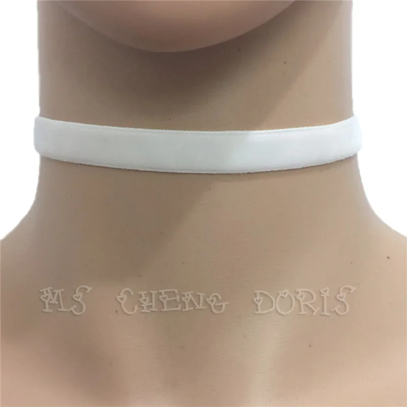 Punk Gothic White Velvet Choker Necklace Tattoo Necklaces Women Chocker Collares Mujer Collier Femme Bijoux Valentine's Day Gift