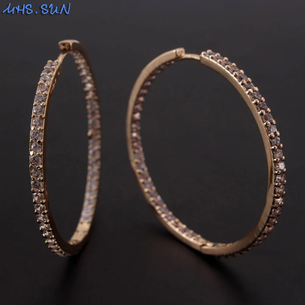 MHS.SUN luxury female big hoop earrings charm cubic zircon jewelry for women wedding party crystal cz earrings gift drop ship