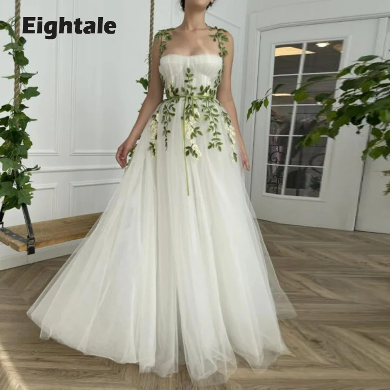 

Eightale Vintage Prom Dress 2021 Sweetheart Spaghetti Strap Green Lace Evening Gown for Party Graduation Vestido de festa