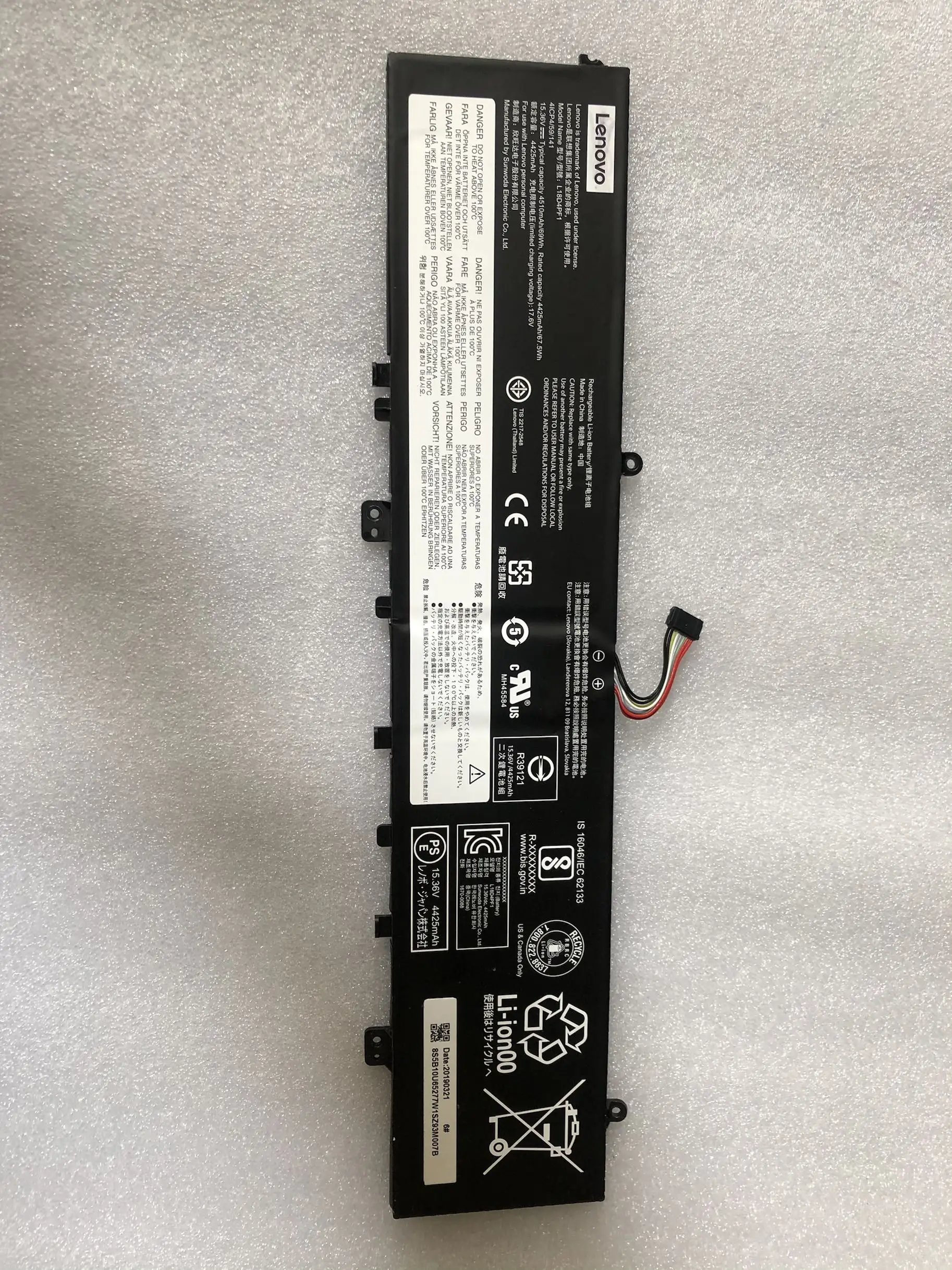 New Genuine Battery for LENOVO IdeaPad S740-15IRH 5B10T83738, 5B10U65276, 5B10W67244, 5B10W69461, L18M4PF1, SB10W67267  69WH