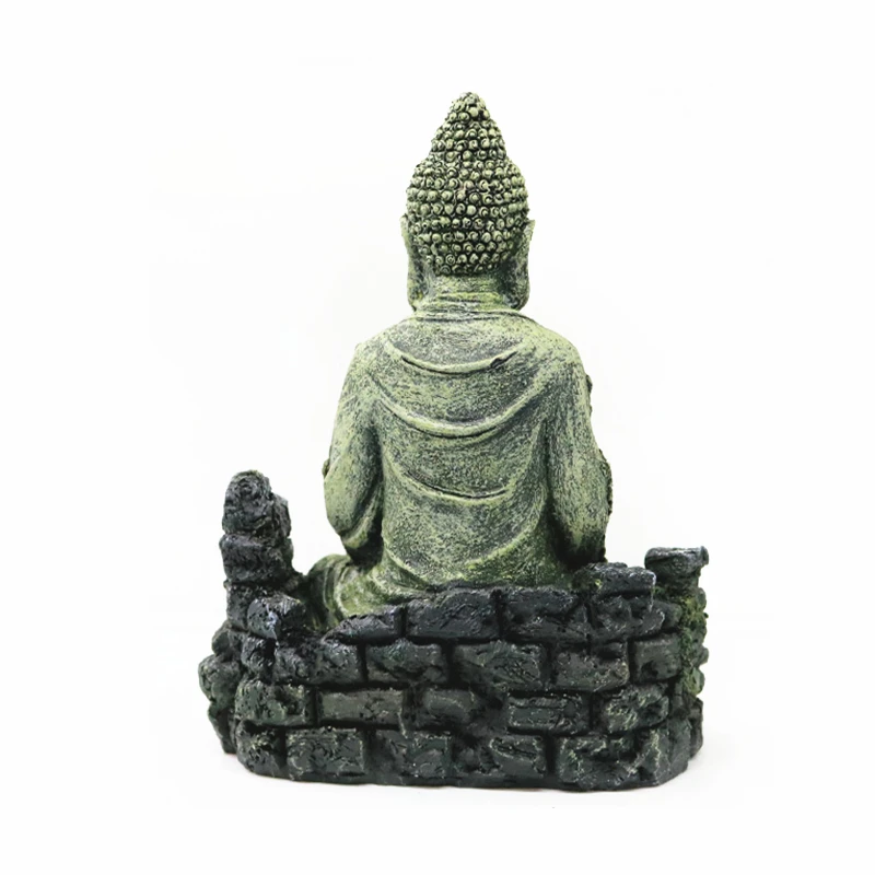 Artificial Aquarium Decoarion Ancient Buddha Resin Fish Tank Sitting Buddha Lanscaping Ornament Fish Reptiles Hiding Accessories