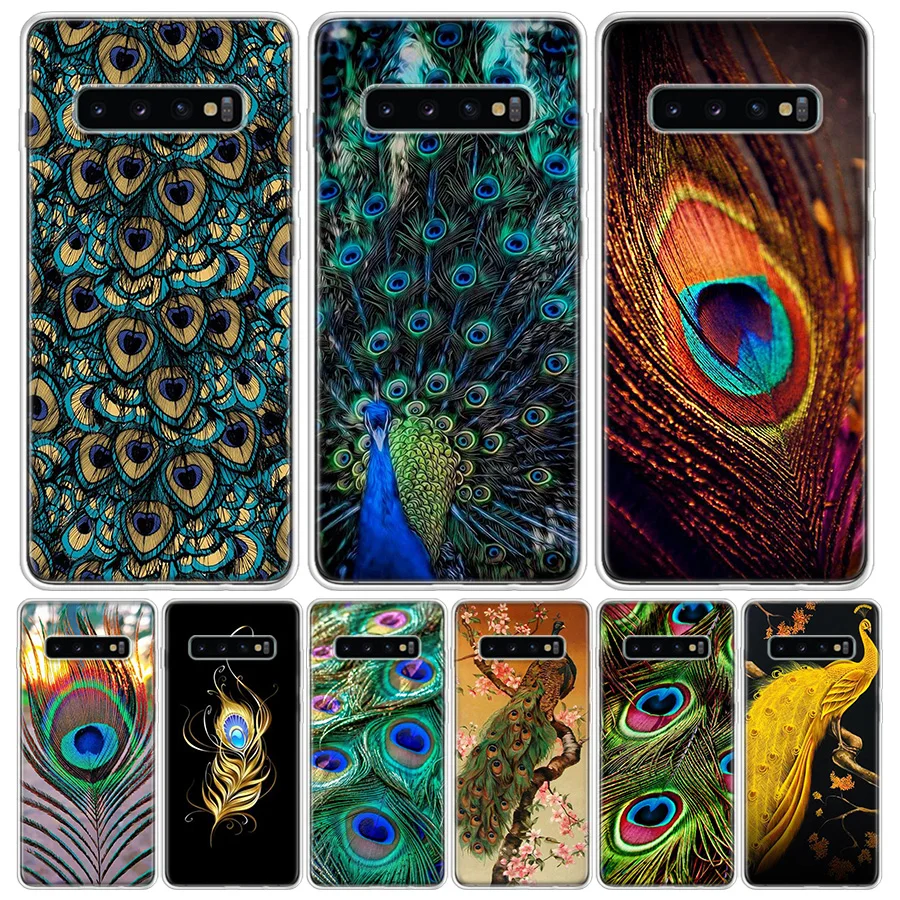 Bird Peacock Feather For Samsung Galaxy S24 S23 S21 S22 Ultra S10 Plus S20 FE Phone Case S10E S8 S9 + Housing Shell Coque