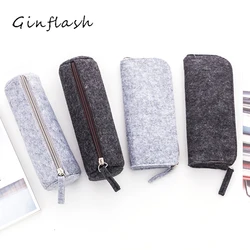 Ginflash Simple Felt pencil bag fabric pencil case box School Supplies Office Supplies pouch stationery storage zipper