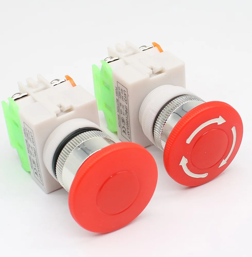 Momentary/Locking 22mm red mushroom head emergency stop button switch XB2 LAY37 NO/NC alarm button switch