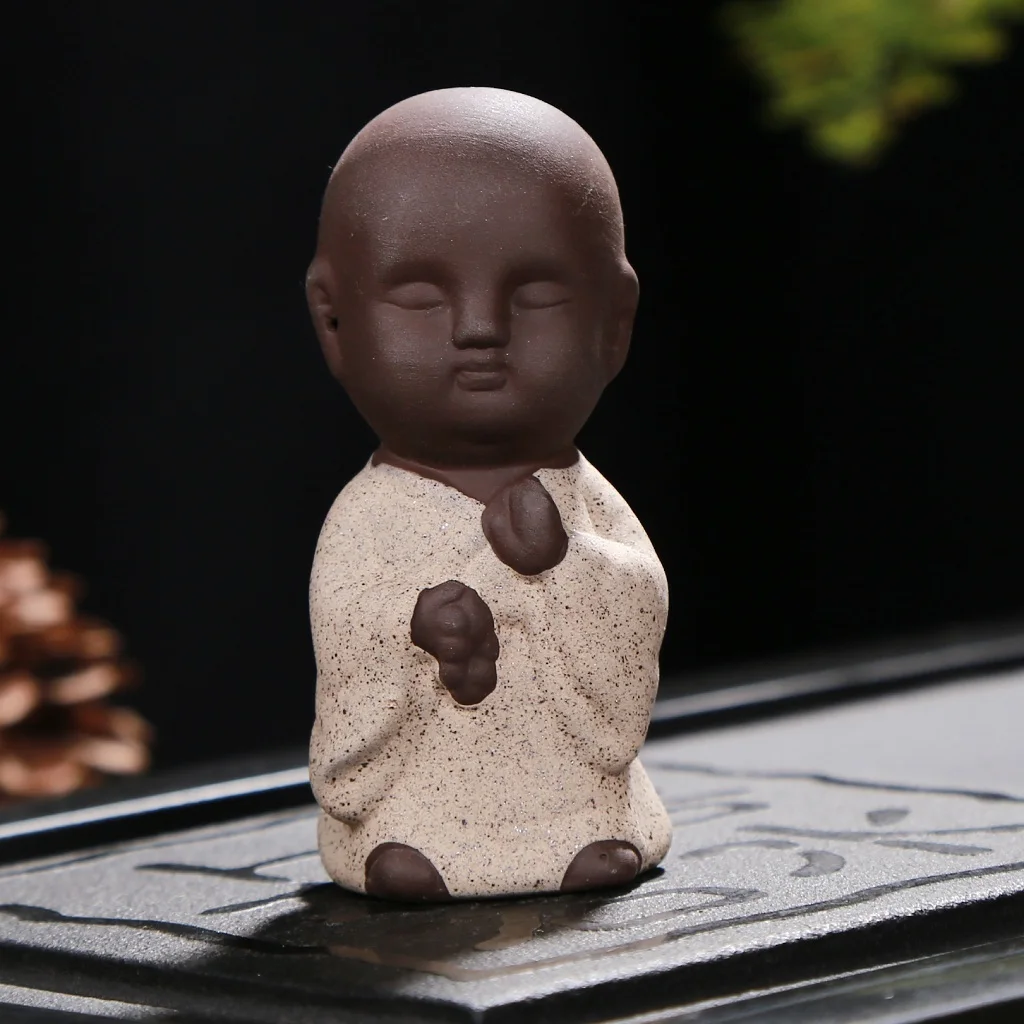 Sand Little Monk Figurine Chinese Tea Pet Little Buddha Statue Tea Tray Decoration Home Tabletop Ornament