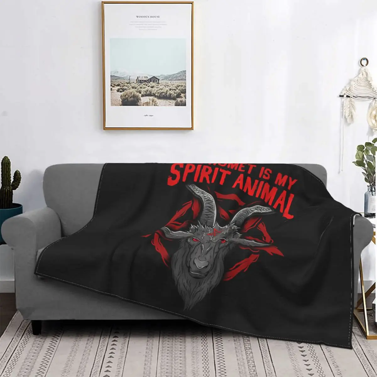 Baphomet Is My Spirit Animal Satanic Occult Goat Graphic Carpet Flocking Textile A Hot Bed Blanket Bed Covers Luxury Blanket