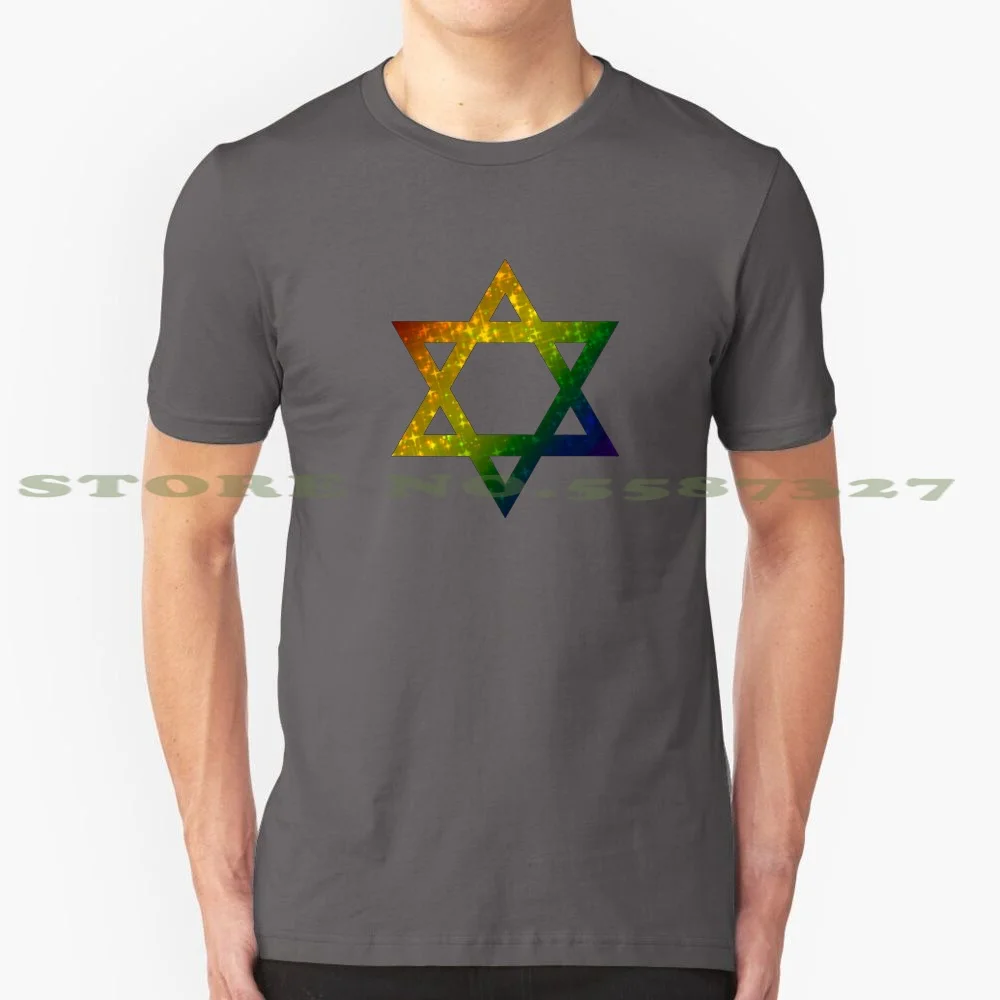 Rainbow Star Of David 100% Pure Cotton T-Shirt Gay Pride Queer Judaism Queer And Jewish Jewish And Queer Jewish And Gay Gay