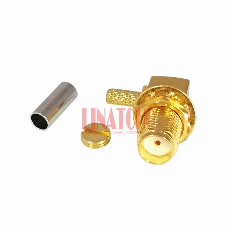 Golden lmr100 rg174 rg316 cabo coaxial ângulo direito crimp sma conector fêmea