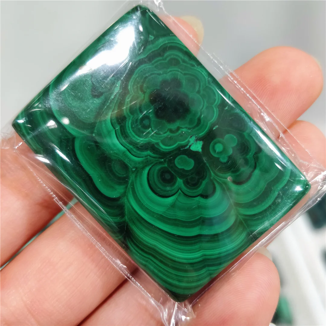 30-40g Natural Malachite Oblong Square Plate Pendant Ornament  Mineral Quartz Collecting Gem Indie Jewelry Presents