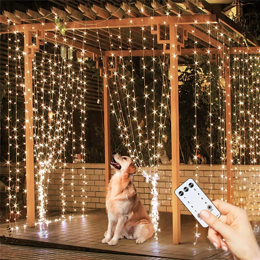 Christmas Decoration 3*3 6*3 9*3M Window Curtain Lights Outdoor Garland for Wedding Garden Patio String Lights New Year 2024