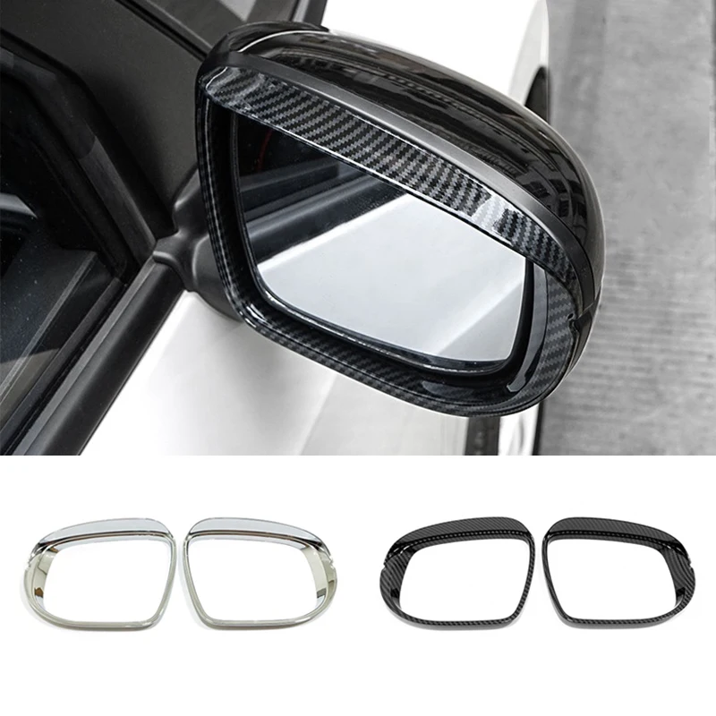 

ABS Chrome/Carbon fiber For Honda City 2021 Car Rearview mirror block rain eyebrow frame Cover Trim Car Styling accessories 2pcs