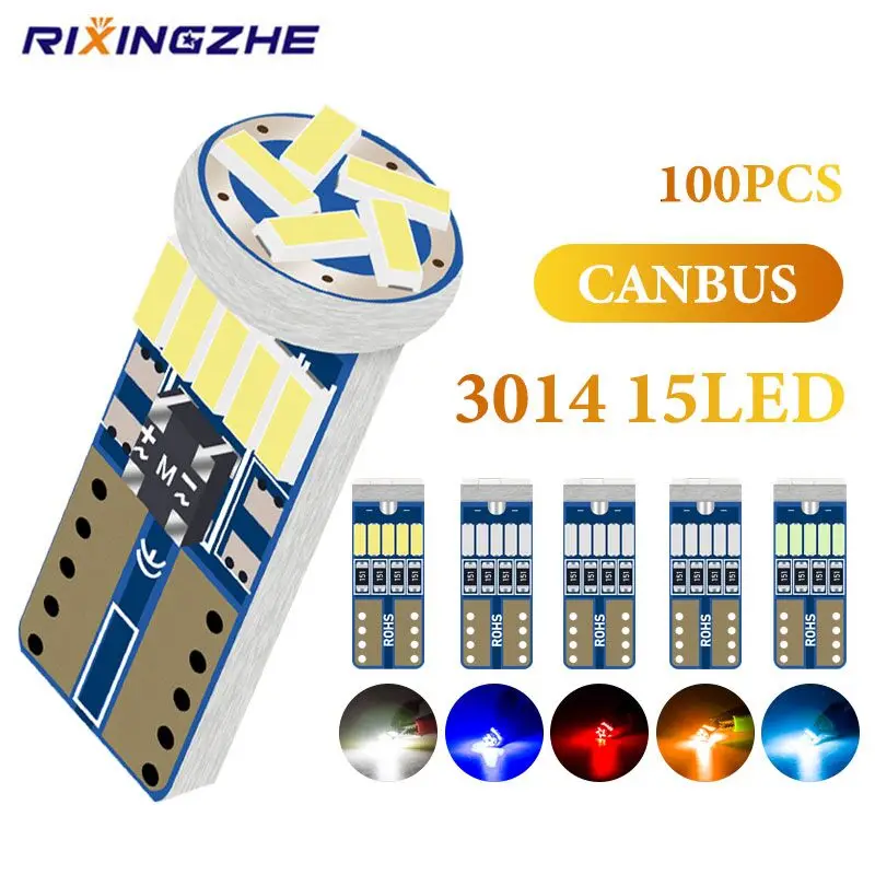 

RXZ 100PCS Canbus W5W T10 LED Bulbs Car License plate Lamps 194 168 LED 3014 15SMD Car Reading Stop Light Clearance Bulb Lamps