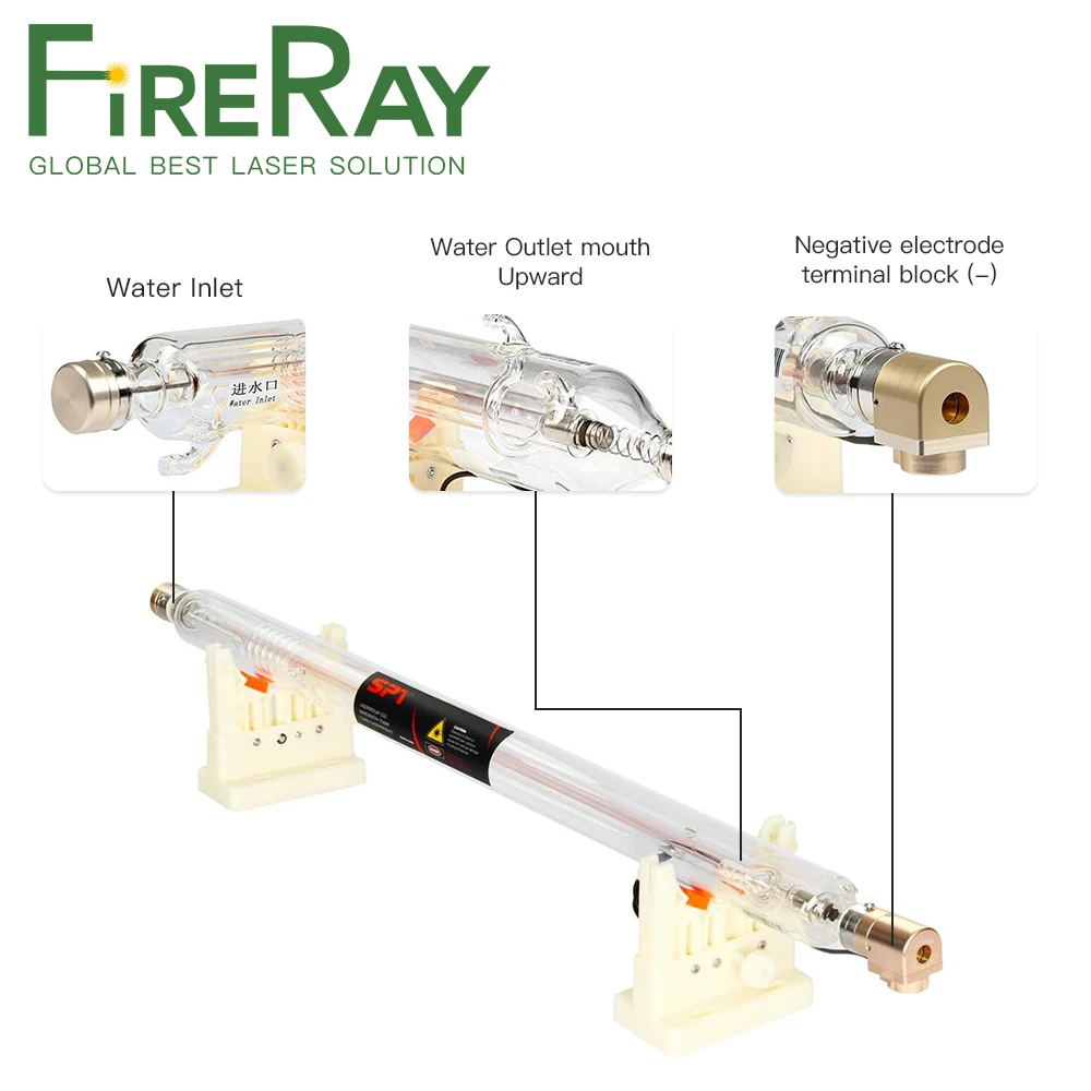 FireRay CO2 Laser Tube 30-40W Dia. 50mm Length 730mm With Red Point for CO2 Laser Cutting and Engraving Machine