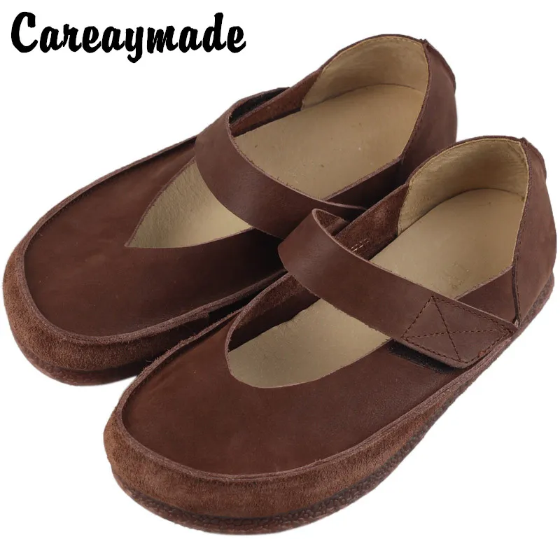 Careaymade-Lớp Đầu Tiên Của Da Đế Mềm Giày Cotton Thoải Mái Moril Giày Da Phẳng Nữ Giày