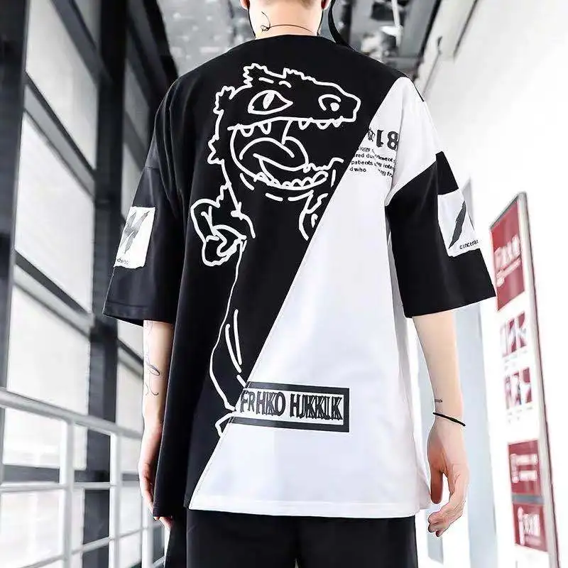 Hip hop fashion men's loose and trendy half sleeve T-shirt in summer 2024