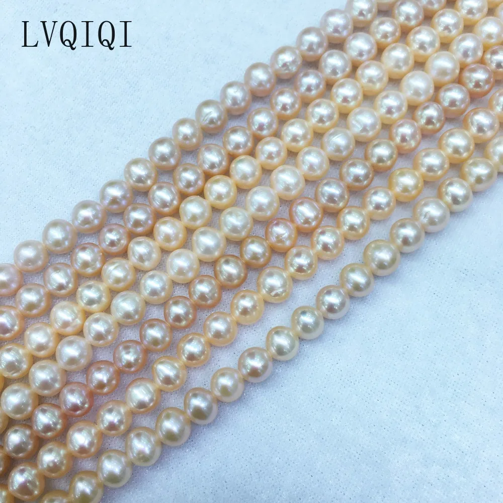 LVQIQI Natural freshwater pearl beads quality 36 cm perforated loose beads DIY ladies necklace bracelet production 7-8MM 3colors
