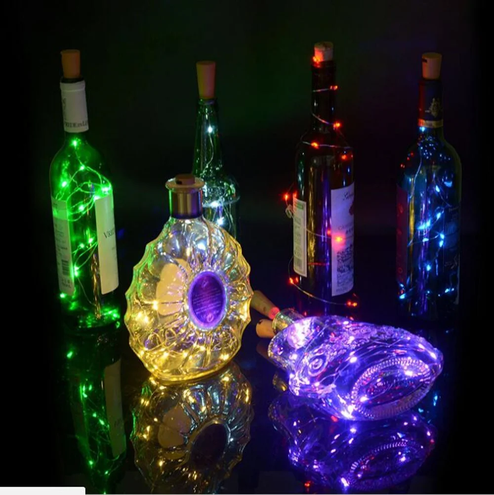 10PCS 1M 2M LED String โคมไฟขวดไวน์แสงสีขาวอุ่นสีขาวสีฟ้าสีเขียวสีแดง Cork รูปสำหรับงานแต่งงานตกแต่ง