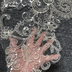 Silver Embroidery Beaded Sequins Appliques, Wedding and Evening Dress Flower Accessories RS2886