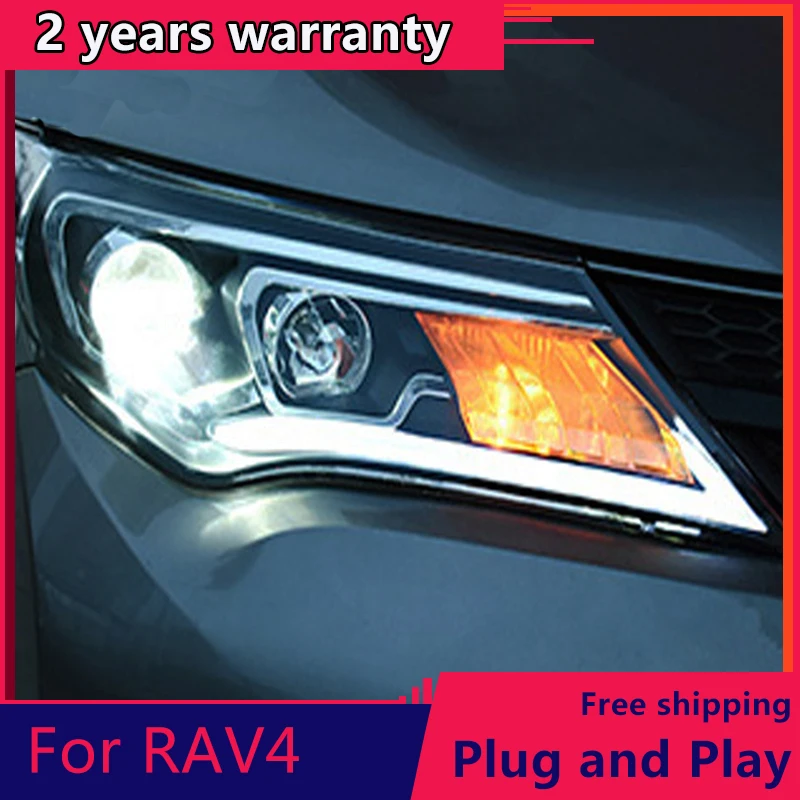 

RAV4 Headlights13-15 New RAV 4 LED Headlight DRL Lens Double Beam H7 HID Xenon Car Head lamp PW Style