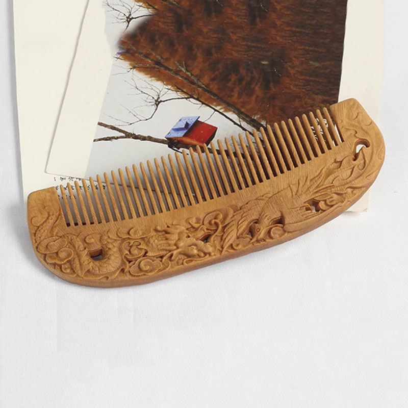 

Natural Sandalwood Wood Comb Anti-Static Exquisite Double Sided Carved Wooden Hair Comb Birthday Gift for Girlfriend