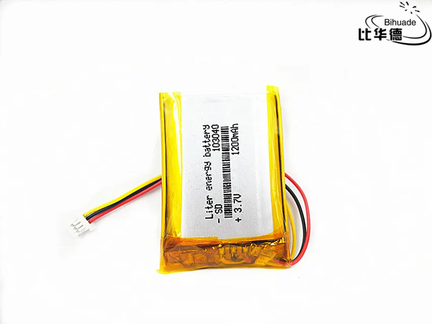 JST PH 1.0mm 3 pin litowa bateria energetyczna 3.7 V, 1200mAH 103040, polimerowa bateria litowo-jonowa/akumulator litowo-jonowy do tablet pc BANK,