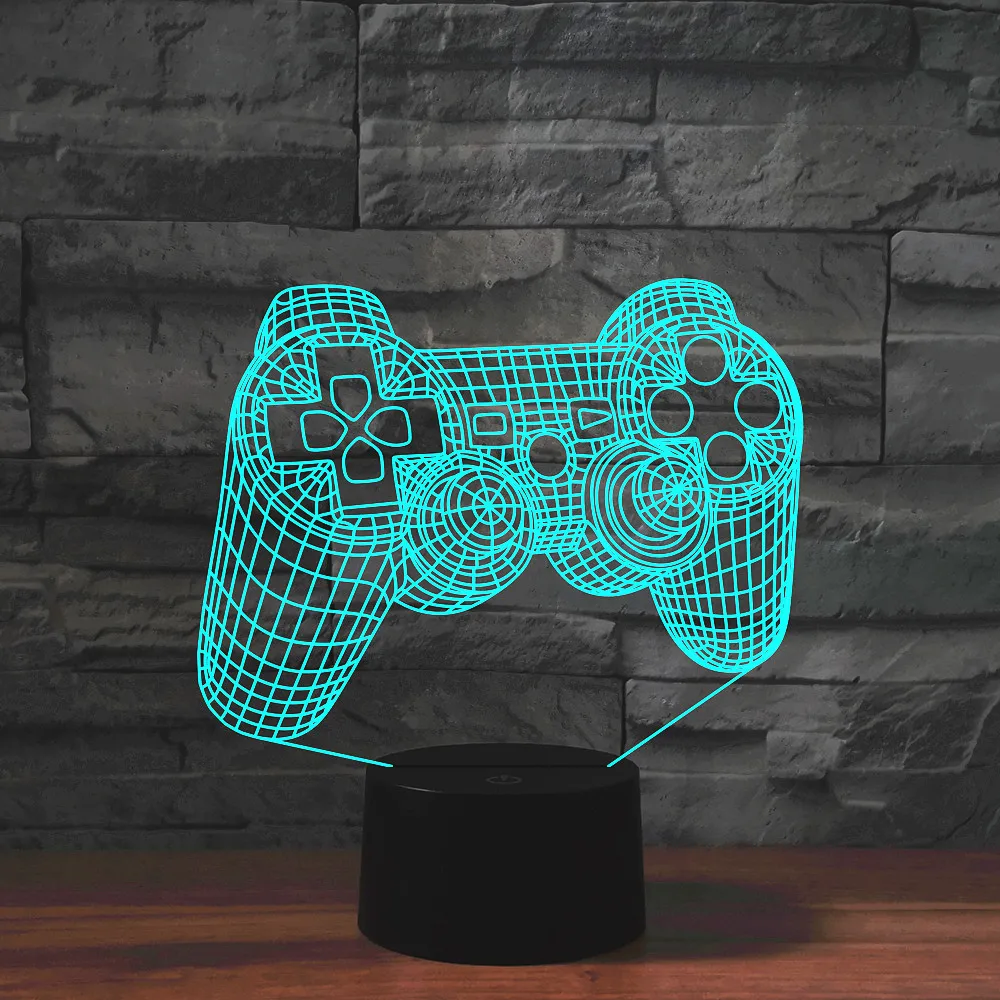 3d Illusion Night Lamp Gaming Room Game Pad Desk Setup Lighting Decor for Playstation Console Icon Logo Sensor Table Light Gift